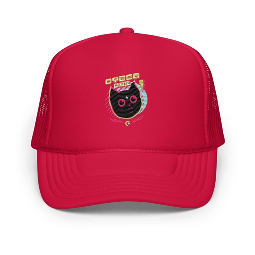 [ID: 627-G456] Cyber Cat - Neon Color Foam Trucker Hat