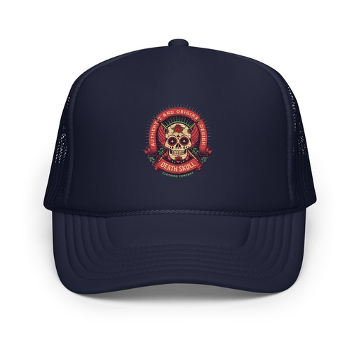 [ID: 627-G481] Death Skull - Badge  Foam Trucker Hat