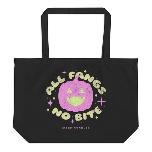 [ID: 378-G44] All Fangs No Bite - Halloween Large Eco Tote