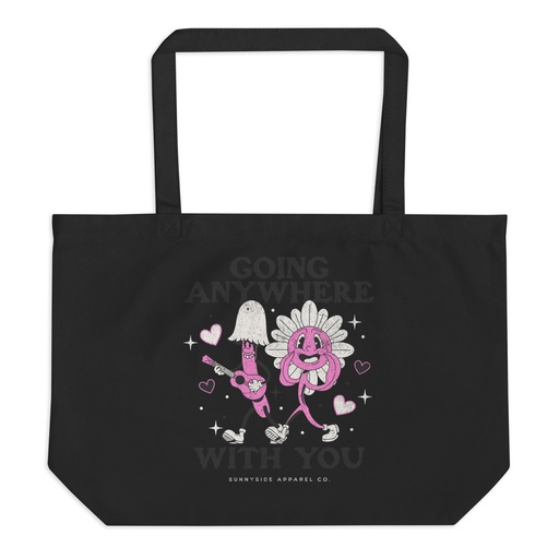 [ID: 378-G93] Anywhere With You - Typographic Cartoon Streetwear Large Eco Tote