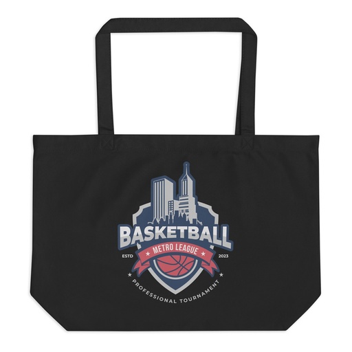 [ID: 378-G149] Basketball Sports Logo Large Eco Tote