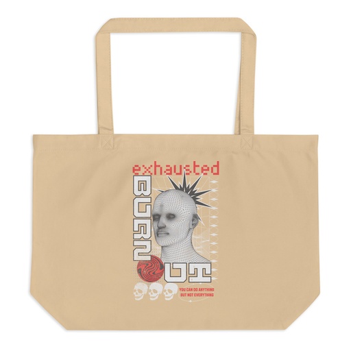 [ID: 378-G298] Burn Out - Futuristic 3D Head Large Eco Tote
