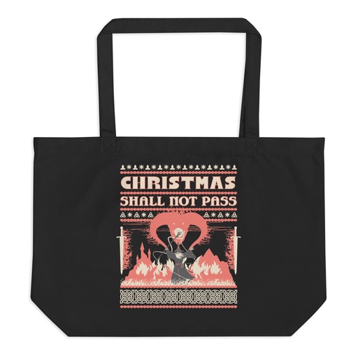 [ID: 378-G375] Christmas Shall Not Pass - Flaming Wizard Large Eco Tote