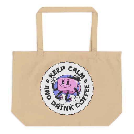[ID: 378-G409] Colorful Fun Retro Style Coffee Quote Large Eco Tote
