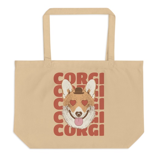 [ID: 378-G421] Corgi Loves - Cute Dog Large Eco Tote