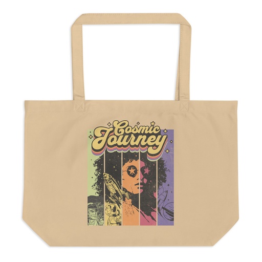 [ID: 378-G422] Cosmic Journey Rainbow Retro Large Eco Tote