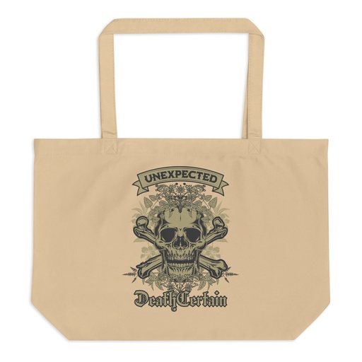 [ID: 378-G477] Death Certain and Unexpected Large Eco Tote