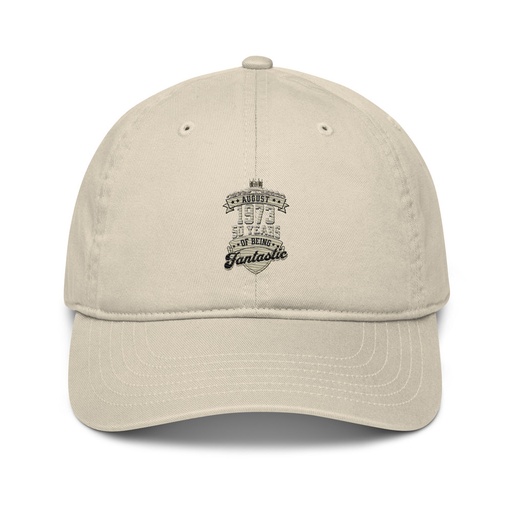 [ID: 491-G114] August 1973 - 50 Years Of Being Fantastic Organic Baseball Cap