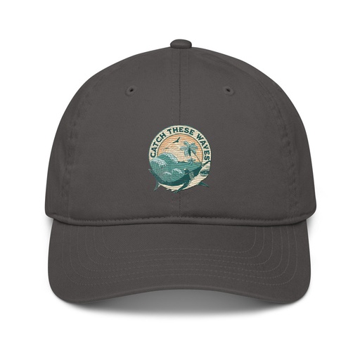 [ID: 491-G345] Catch These Waves Shark  Organic Baseball Cap