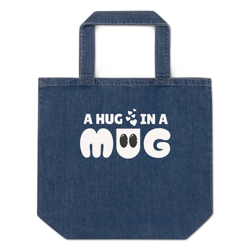 [ID: 528-G17] A Hug in a Mug - Funny Cartoon Organic Denim Tote Bag