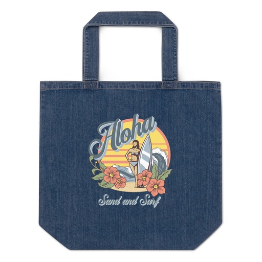 [ID: 528-G53] Aloha Organic Denim Tote Bag
