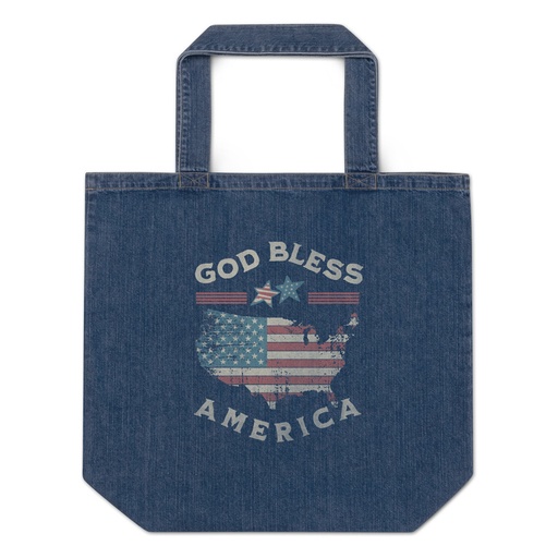 [ID: 528-G60] America - Land Of The Free Organic Denim Tote Bag