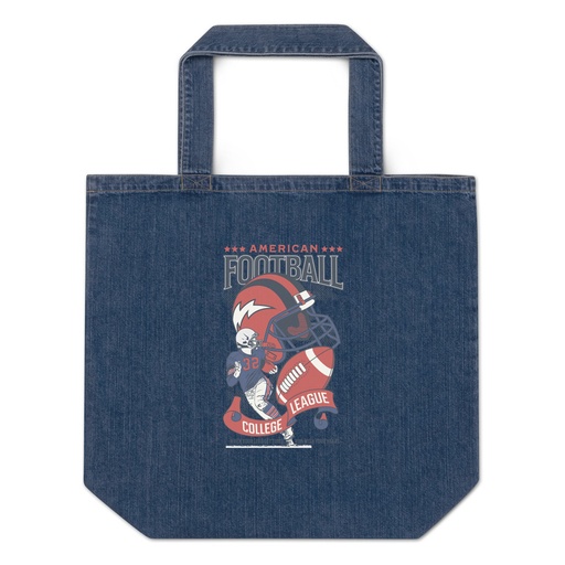 [ID: 528-G68] American Football - Athletic College League Organic Denim Tote Bag