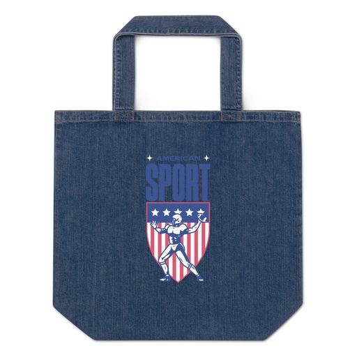 [ID: 528-G71] American Football Sport Organic Denim Tote Bag