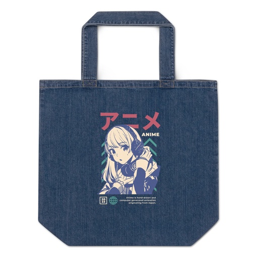 [ID: 528-G89] Anime Girl Organic Denim Tote Bag