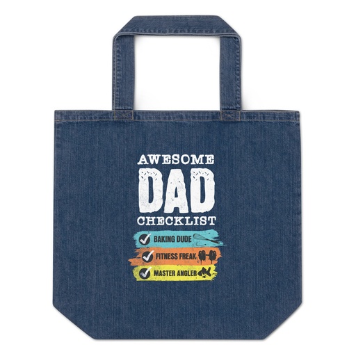 [ID: 528-G120] Awesome Dad Checklist Organic Denim Tote Bag