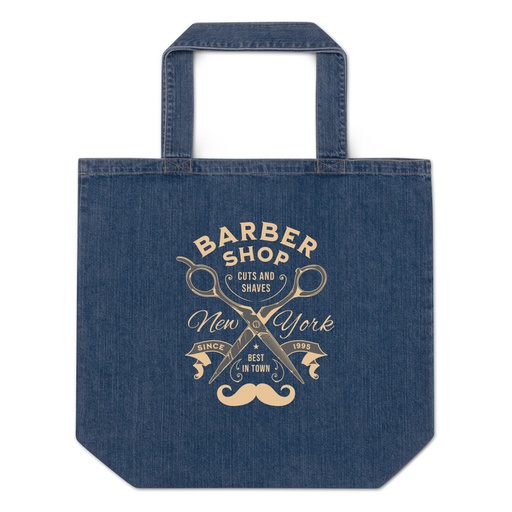 [ID: 528-G139] Barber Shop Cuts & Shaves - Scissor Organic Denim Tote Bag
