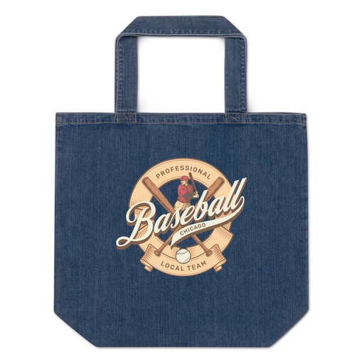 [ID: 528-G145] Baseball Team - College Sports Organic Denim Tote Bag
