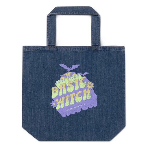 [ID: 528-G146] Basic Witch - Halloween Organic Denim Tote Bag