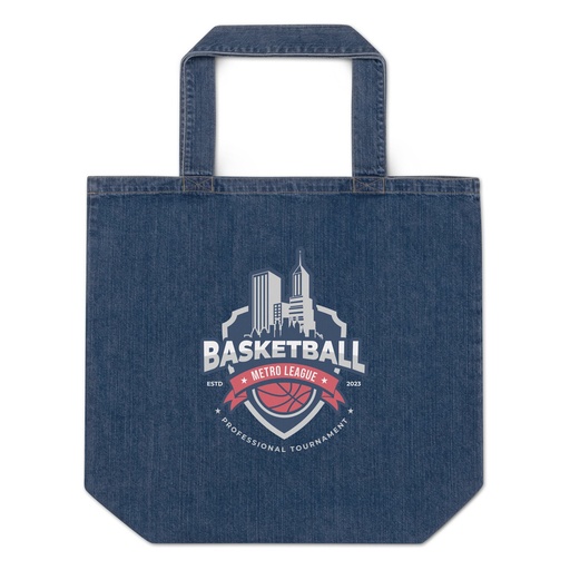 [ID: 528-G149] Basketball Sports Logo Organic Denim Tote Bag