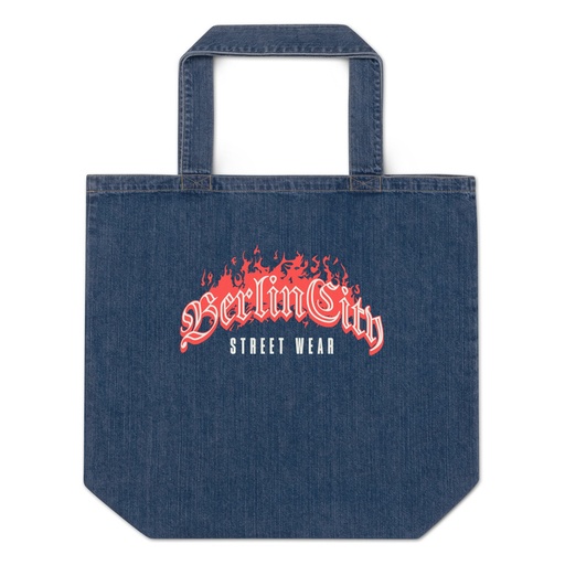 [ID: 528-G183] Berlin City Streetwear - Fire Organic Denim Tote Bag