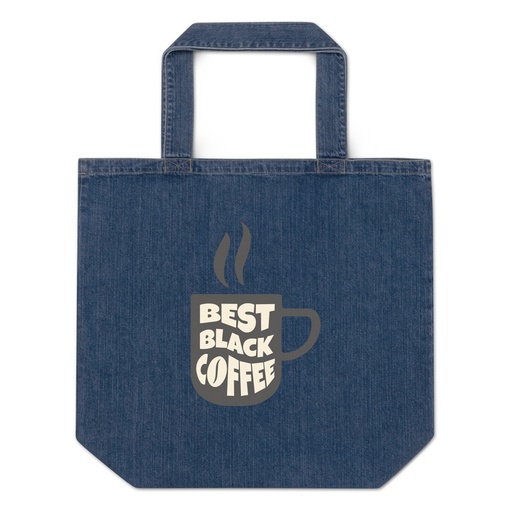[ID: 528-G185] Best Black Coffee - Hot Cup Organic Denim Tote Bag