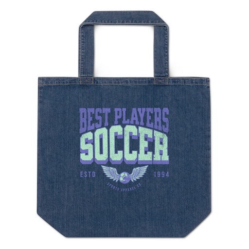 [ID: 528-G190] Best Players Soccer Organic Denim Tote Bag