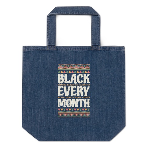 [ID: 528-G216] Black Every Month - African American History Organic Denim Tote Bag