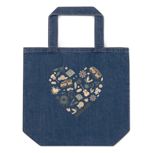[ID: 528-G248] Boho Girl Poster Organic Denim Tote Bag