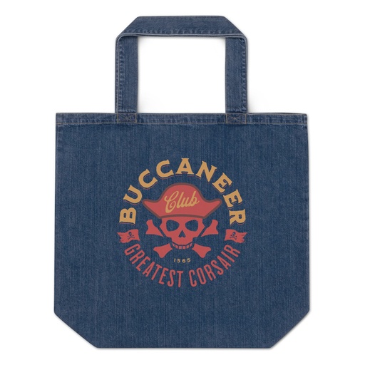 [ID: 528-G293] Buccaneer Club - Pirate Skull Organic Denim Tote Bag