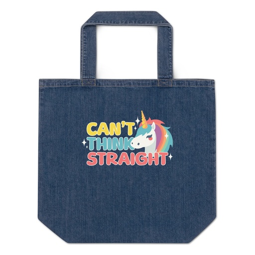 [ID: 528-G328] Can't Think Straight (2) Organic Denim Tote Bag