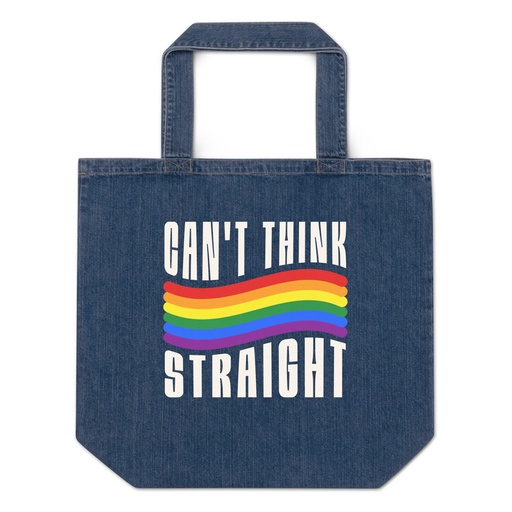 [ID: 528-G329] Can't Think Straight Organic Denim Tote Bag