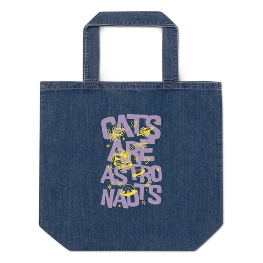 [ID: 528-G346] Cats are Astronauts Organic Denim Tote Bag