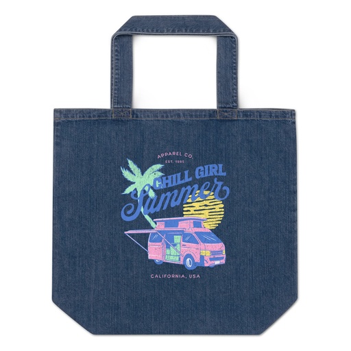 [ID: 528-G366] Chill Girl Summer Organic Denim Tote Bag