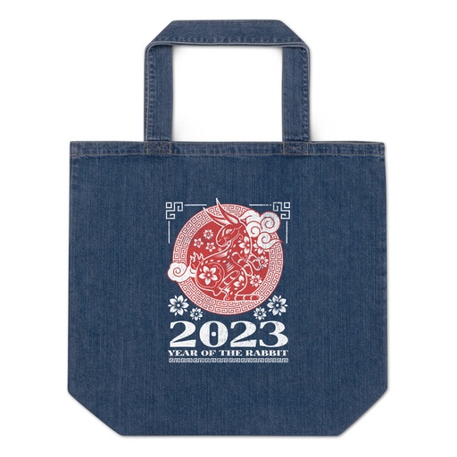 [ID: 528-G368] Chinese Lunar Year - Rabbit Organic Denim Tote Bag