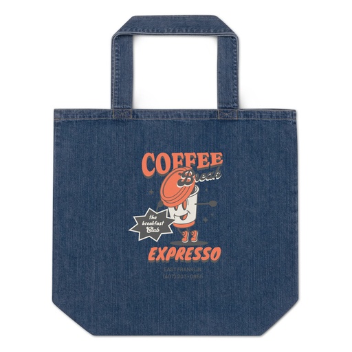[ID: 528-G394] Coffee Break Cartoon Retro 90s  Organic Denim Tote Bag