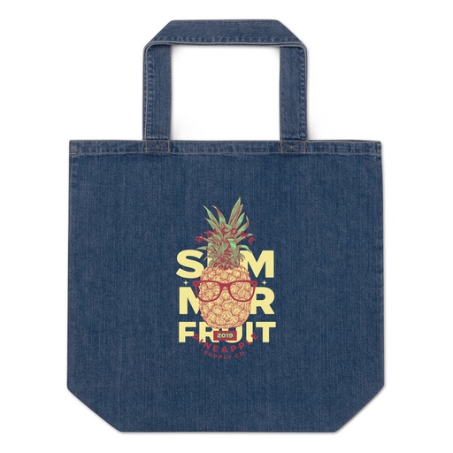 [ID: 528-G417] Cool Pineapple - Tropical Fruit Organic Denim Tote Bag