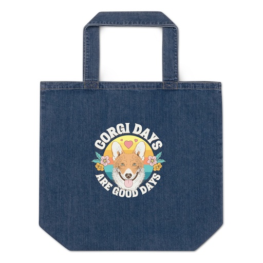 [ID: 528-G420] Corgi Days - Funny Animal Organic Denim Tote Bag