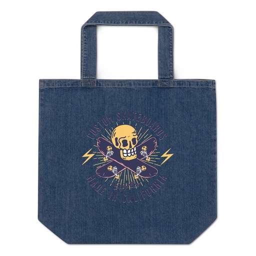 [ID: 528-G446] Custom Skateboards - Skull Organic Denim Tote Bag