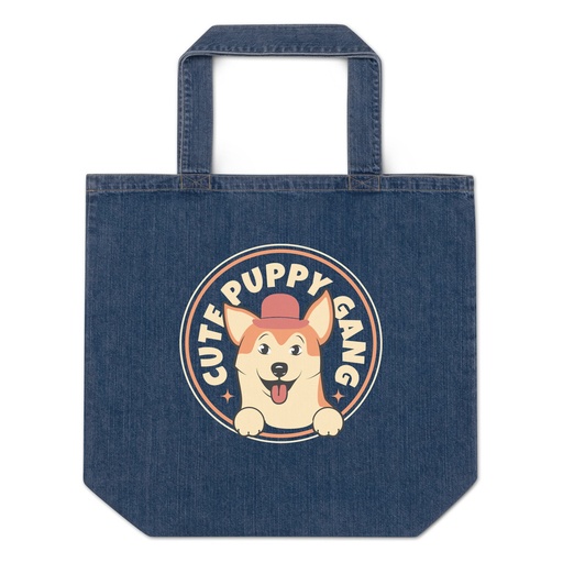 [ID: 528-G453] Cute Puppy Gang - Corgi Organic Denim Tote Bag
