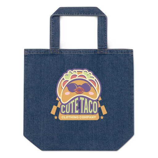 [ID: 528-G454] Cute Taco - Colorful Mexican Tortilla Organic Denim Tote Bag