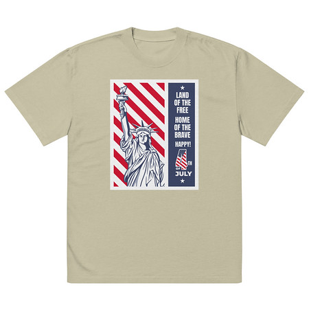 [ID: 713-G8] 4th of July Oversized Faded T-Shirt