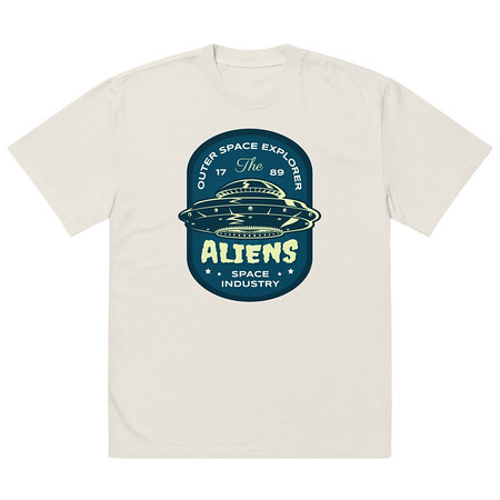 [ID: 713-G40] Aliens Outer Space Explorer - UFO Oversized Faded T-Shirt