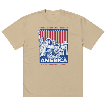 [ID: 713-G58] AMERICA (2) Oversized Faded T-Shirt