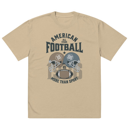[ID: 713-G64] American All Star Football - Sports Helmet Oversized Faded T-Shirt