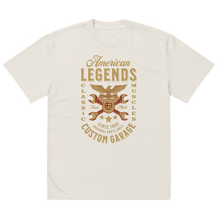 [ID: 713-G75] American Legends Garage - Eagle Oversized Faded T-Shirt