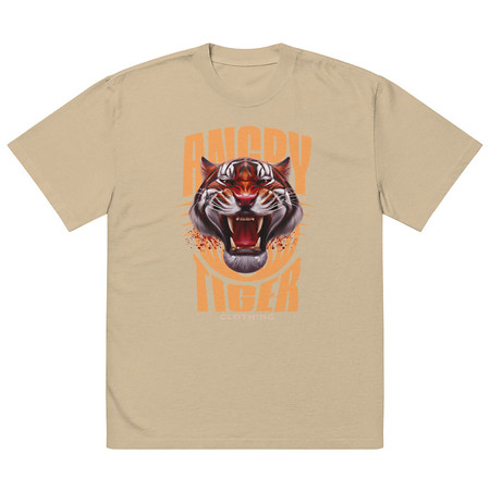 [ID: 713-G85] Angry Tiger - AI Oversized Faded T-Shirt