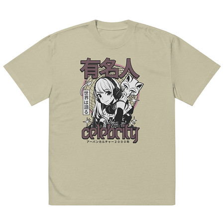 [ID: 713-G88] Anime Celebrity Girl - Japanese Cyber Streetwear Oversized Faded T-Shirt