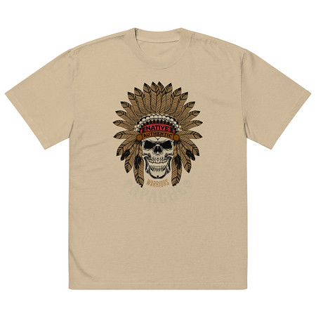 [ID: 713-G94] Apache Warriors - Indian Skull Oversized Faded T-Shirt
