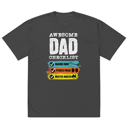 [ID: 713-G120] Awesome Dad Checklist Oversized Faded T-Shirt